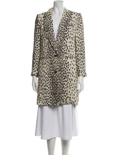 Pre-owned Emerson Fry Linen Animal Print Blazer In Neutrals