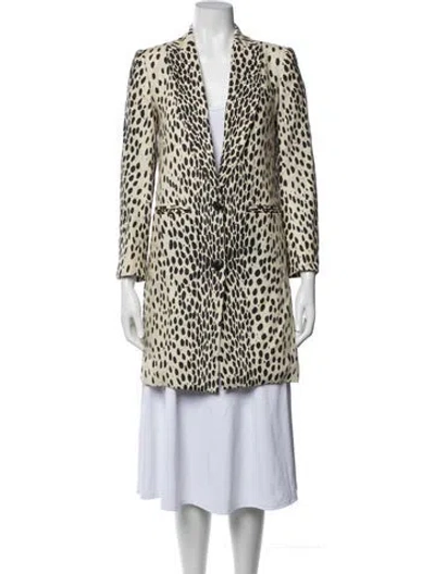 Pre-owned Emerson Fry Linen Animal Print Blazer W/ Tags In Neutrals