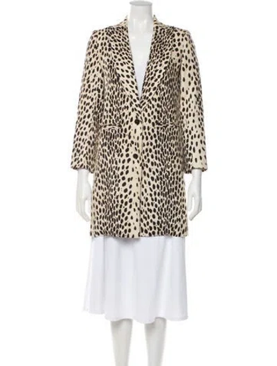 Pre-owned Emerson Fry Linen Animal Print Coat In Neutral