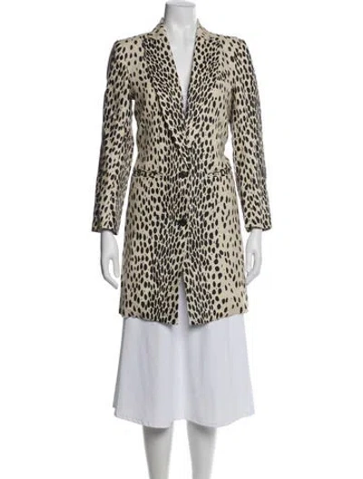 Pre-owned Emerson Fry Linen Animal Print Coat In Neutral
