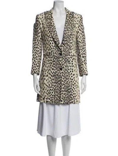 Pre-owned Emerson Fry Linen Animal Print Coat In Neutral