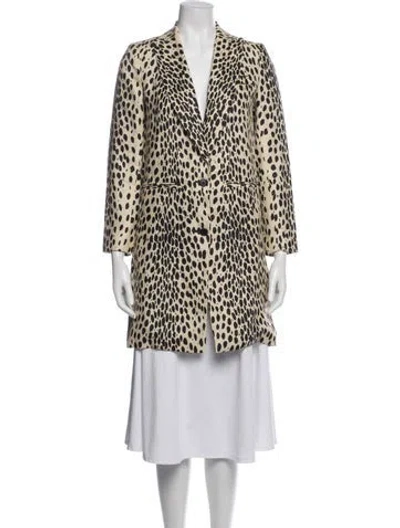 Pre-owned Emerson Fry Linen Animal Print Coat W/ Tags In Neutrals