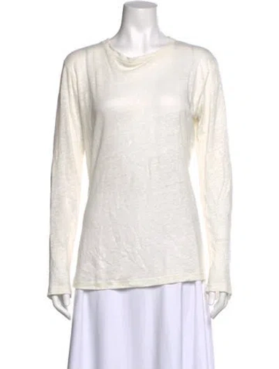Pre-owned Emerson Fry Linen Crew Neck Top In White