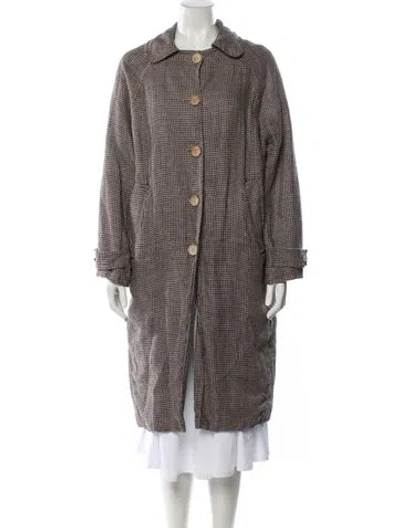 Pre-owned Emerson Fry Linen Plaid Print Coat In Neutral