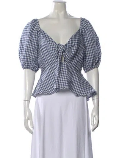 Pre-owned Emerson Fry Linen Plaid Print Top W/ Tags In Multi