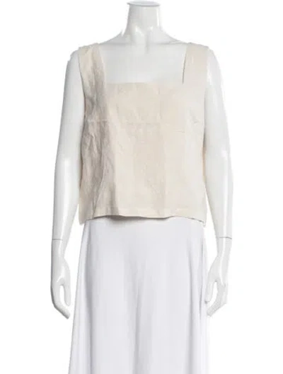 Pre-owned Emerson Fry Linen Square Neckline Top W/ Tags In Neutral