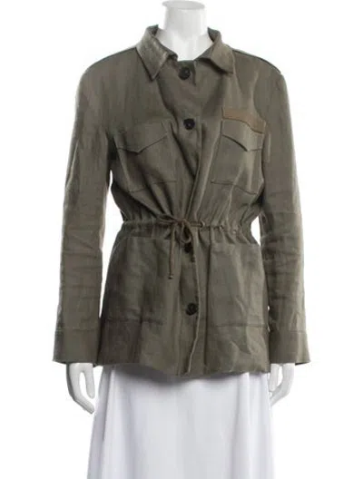 Pre-owned Emerson Fry Linen Utility Jacket In Green