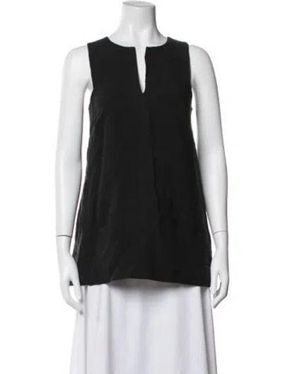 Pre-owned Emerson Fry Linen V-neck Top W/ Tags In Black