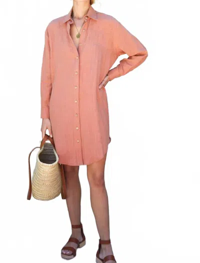 Emerson Fry Long Sleeve Shirt Dress In Clay In Pink