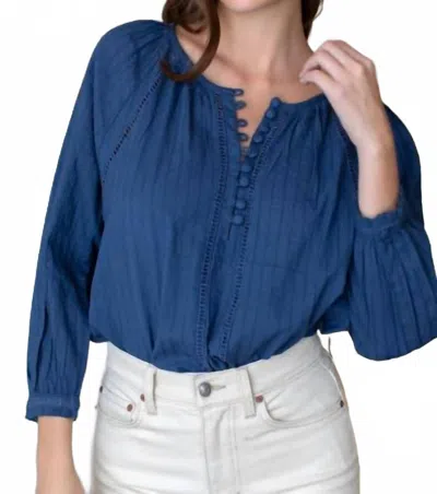 Emerson Fry Lucy Heirloom Blouse In Indigo Cotton Dobby Organic In Blue