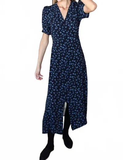 Emerson Fry Lucyia Antique Dress In Bea Flowers Midnight In Blue