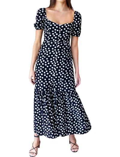 Emerson Fry Luie Maxi Dress In Handpainted Dots Black In Multi