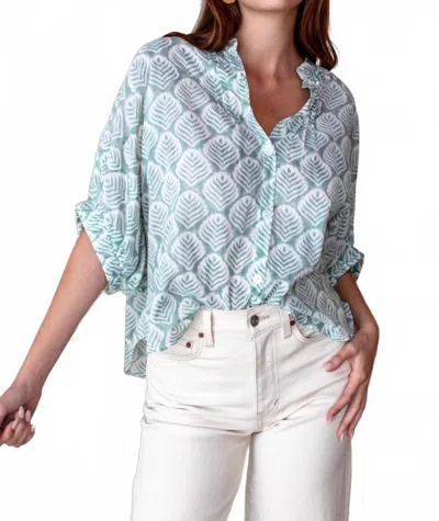 Emerson Fry Mandarin Collar Top In Elm Organic In Blue