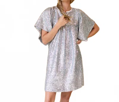Emerson Fry Marion Short Dress In Silver Sequin In Multi