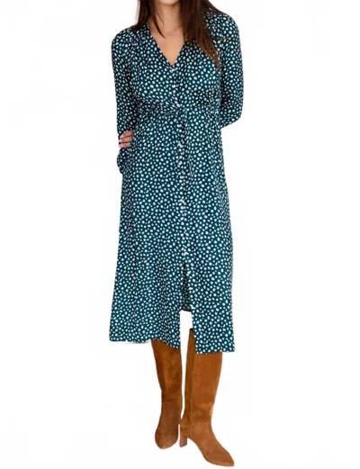 Emerson Fry May Button Front Dress In Marguerite Daisy Forest In Blue