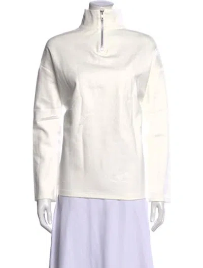 Pre-owned Emerson Fry Mock Neck Long Sleeve Top In White
