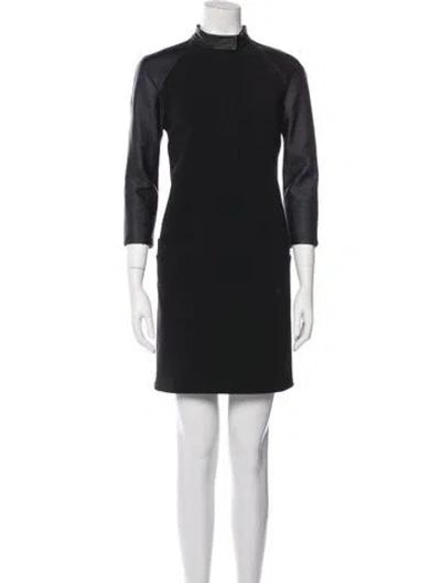 Pre-owned Emerson Fry Mock Neck Mini Dress In Black