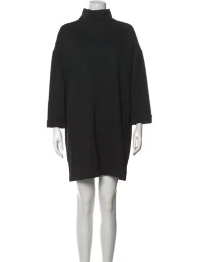 Pre-owned Emerson Fry Mock Neck Mini Dress In Black