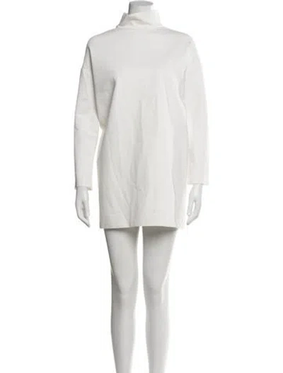 Pre-owned Emerson Fry Mock Neck Mini Dress In White