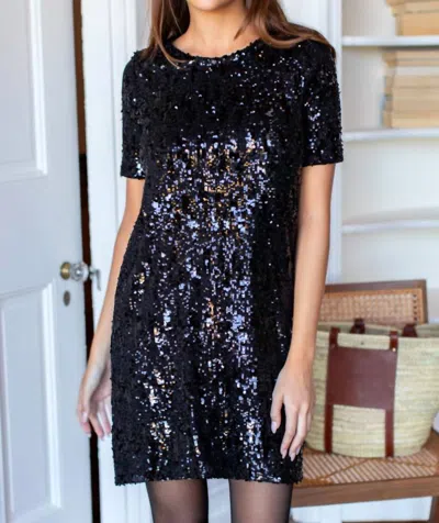 Emerson Fry Modern Sequin Shift Dress In Black Sequin In Multi