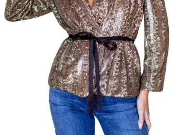 Emerson Fry Paris V-neck Jacket In Gold In Brown