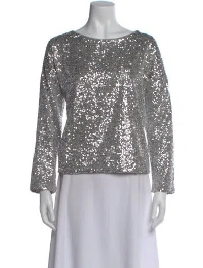 Pre-owned Emerson Fry Patterned Crew Neck Top In Silver