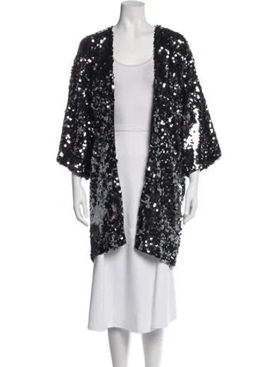 Pre-owned Emerson Fry Patterned Open Front Sweater In Silver