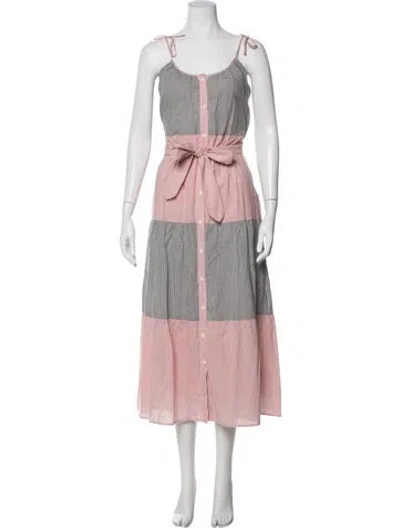 Pre-owned Emerson Fry Plaid Print Midi Length Dress W/ Tags In Pink
