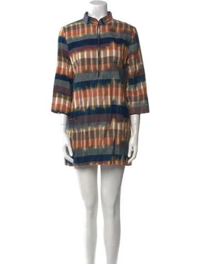 Pre-owned Emerson Fry Plaid Print Mini Dress In Blue