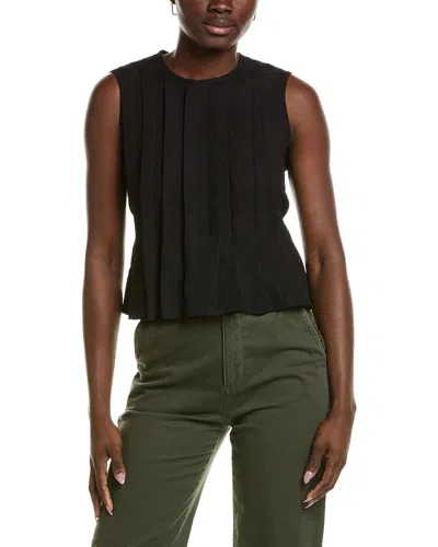 Emerson Fry Plait Linen-blend Top In Black