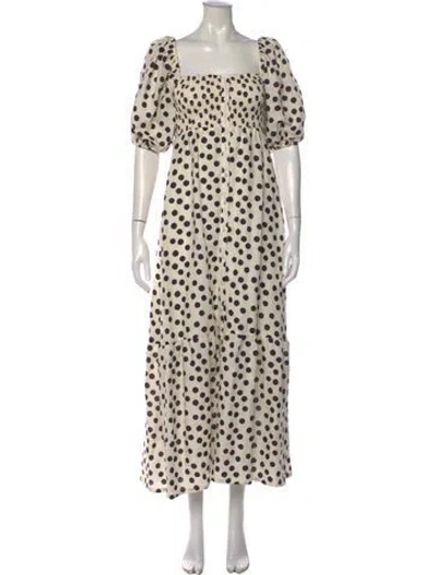 Pre-owned Emerson Fry Polka Dot Print Long Dress In Neutrals