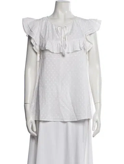 Pre-owned Emerson Fry Polka Dot Print Tie Neck Blouse In White