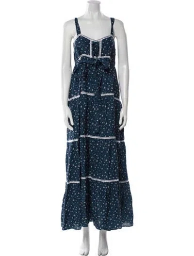 Pre-owned Emerson Fry Printed Long Dress In Blue