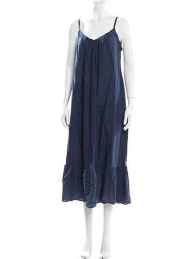 Pre-owned Emerson Fry Printed Long Dress In Blue