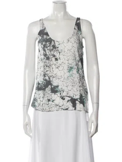 Pre-owned Emerson Fry Printed Scoop Neck Top In White