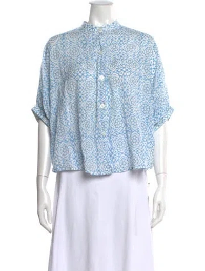 Pre-owned Emerson Fry Printed Short Sleeve Top In Blue