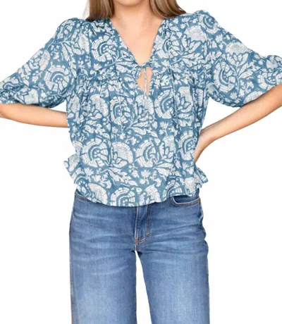 Emerson Fry Puff Isla Top In Cassis In Blue