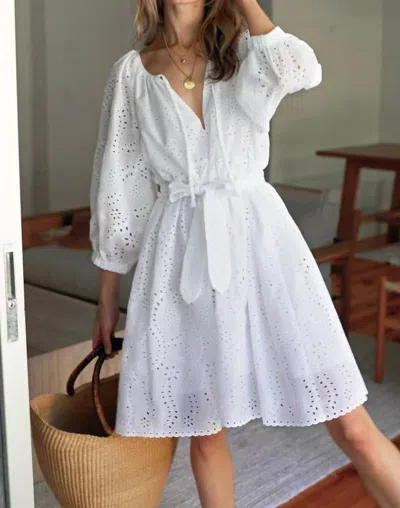 Emerson Fry Rakel Keyhole Short Dress In White Eyelet