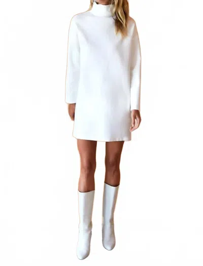 EMERSON FRY RAW EDGE TURTLENECK DRESS IN WHITE