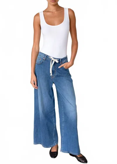 Emerson Fry Relaxed Palazzo Super Wide Leg Jean In Medium Light Wash In Blue