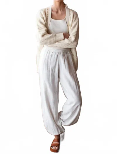 Emerson Fry Relaxed Studio Pants In Dove White Linen In Silver