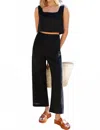 Emerson Fry Roma High Waisted Pant In Black Linen In Black