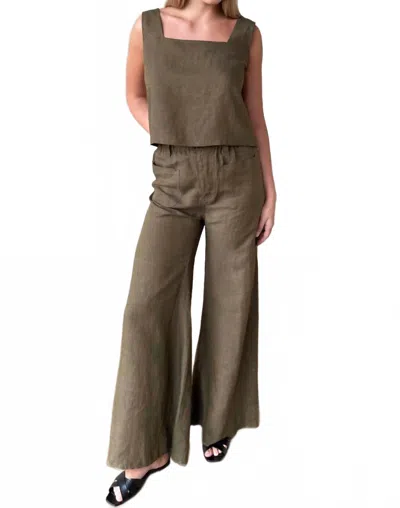 Emerson Fry Roma Square Neck Top In Martini Olive In Green