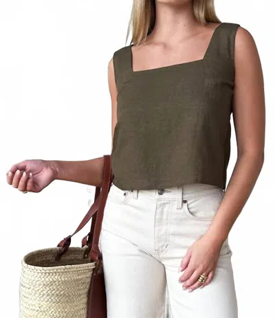 Emerson Fry Roma Top In Martini Olive Linen In Green