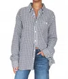 Emerson Fry Ryan Long Sleeve Shirt In Navy/white Seersucker Check In Multi