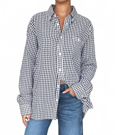 Emerson Fry Ryan Long Sleeve Shirt In Navy/white Seersucker Check In Multi