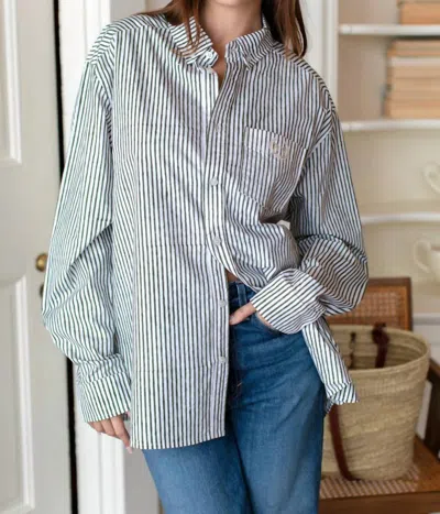 Emerson Fry Ryan Shirt In Moss Stripe