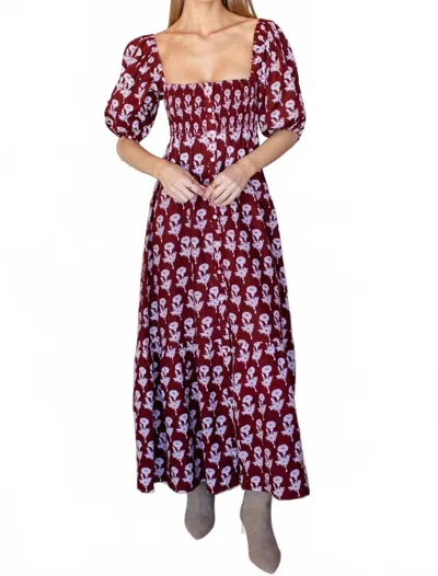 Emerson Fry Santiago 4 Maxi Dress In Pressed Marigolds Rouge In Burgundy