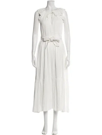 Pre-owned Emerson Fry Scoop Neck Long Dress In White