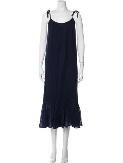 Pre-owned Emerson Fry Scoop Neck Midi Length Dress In Blue